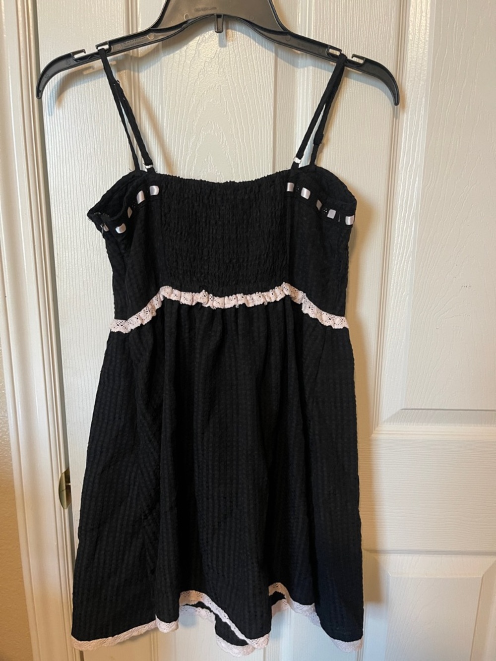 Forever 21 Black Mini Dress with Pink Ribbon Trim - Picture 4 of 4